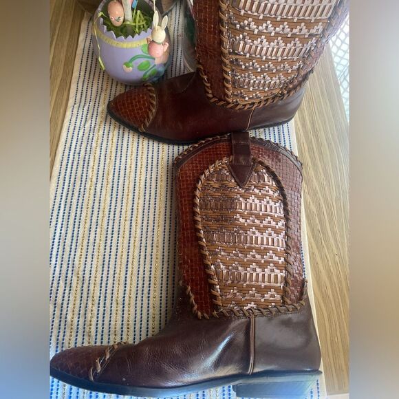 DONALD J PLINER Vintage Western Couture Collection Leather Boots Brown size 7.5 - Picture 9 of 14
